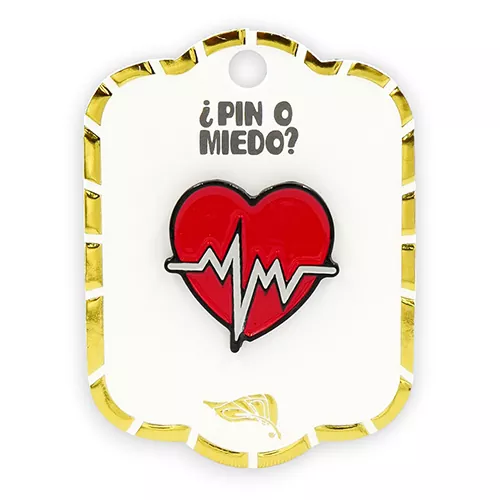 Pin metálico Corazón con línea de vida