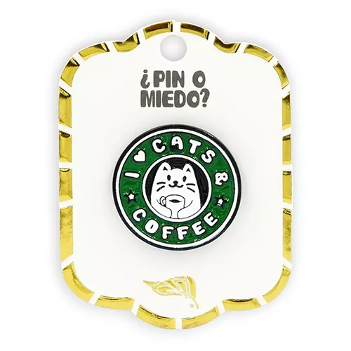 Pin metálico I love cats y coffe