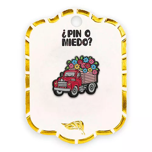 Pin metálico camión de flores
